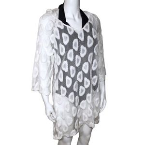 White Mesh Leopard Beach Cover Up / Caftan Hoodie